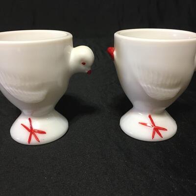 Vintage Milk Glass Chicken Cups