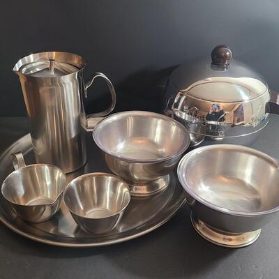 Lot 800A: MCM New West Bend Penguin Server & New WMF Sweden Cultura Pitcher