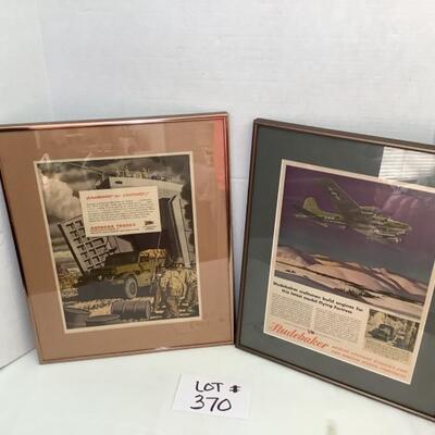 A - 370. Pair of Vintage Framed Automotive Advertisements