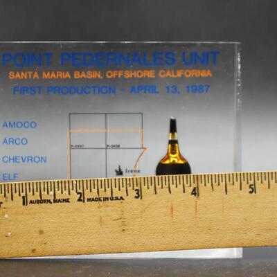 Vintage Point Pedernales Santa Maria Basin First Production Commemorative Oil Encased in Resin Plaque