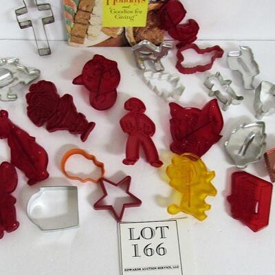 Lot of Vintage Plastic and Metal Cookie Cutters and Old Cook Book