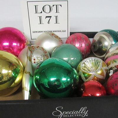 Box of Older Glass Christmas Ornaments