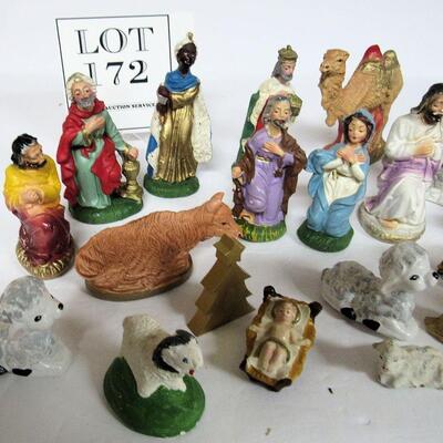 Large Lot of Misc Nativity Pieces, Plaster, Ceramic, Plastic
