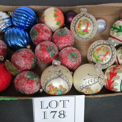 Lot of Vintage Plastic and Glass Christmas Ornaments