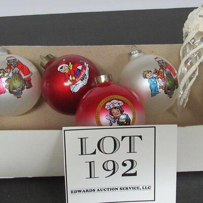 Lot of Vintage Campbell's Soup Glass Ornaments and Icicle Ornaments