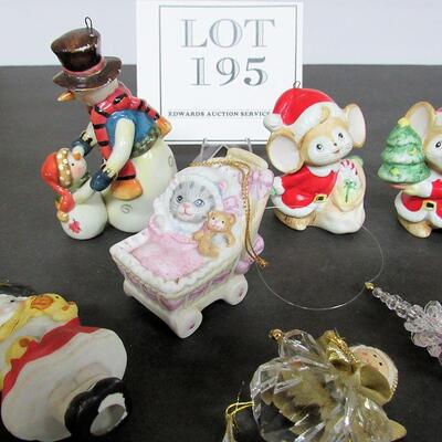 Lot of Ceramic and Plastic Christmas Ornaments, Kitty Cucumber, More