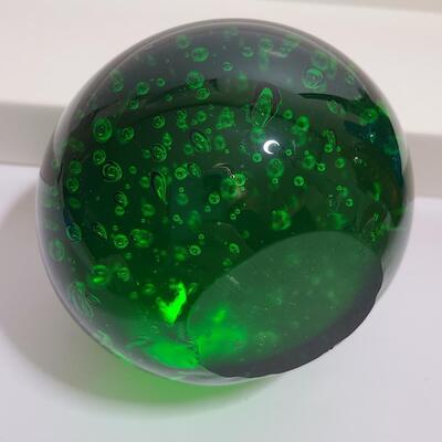 Lot 901: Wheaton Vintage Bottles, Peach Flower Frog and Green Bubble Paperweight