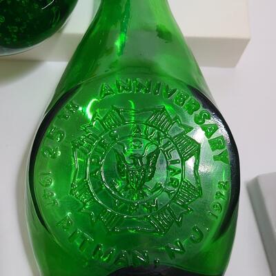 Lot 901: Wheaton Vintage Bottles, Peach Flower Frog and Green Bubble Paperweight