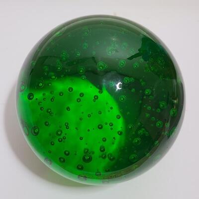 Lot 901: Wheaton Vintage Bottles, Peach Flower Frog and Green Bubble Paperweight