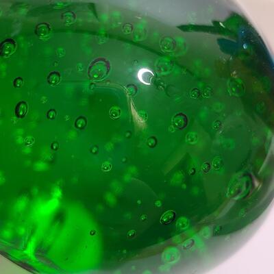 Lot 901: Wheaton Vintage Bottles, Peach Flower Frog and Green Bubble Paperweight