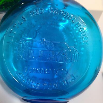 Lot 901: Wheaton Vintage Bottles, Peach Flower Frog and Green Bubble Paperweight