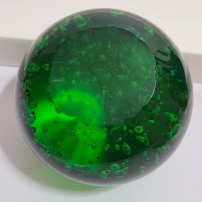 Lot 901: Wheaton Vintage Bottles, Peach Flower Frog and Green Bubble Paperweight