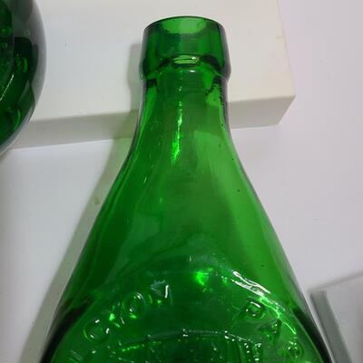 Lot 901: Wheaton Vintage Bottles, Peach Flower Frog and Green Bubble Paperweight