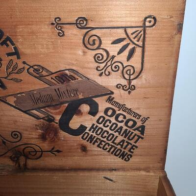 Lot 777: Vintage Wood Advertising Storage Boxes: Flower Seeds & Croft Allen Cocoa
