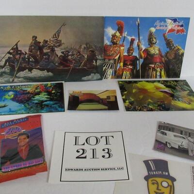 Lot of Misc: Postcards, View Master Ugly Duckling 1948, Mr Peanut Transfers, Elvis Cards
