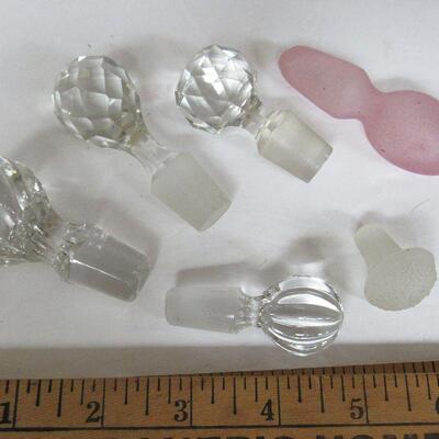 Lot of Misc Glass Stoppers for Cruets and a Small Perfume Topper