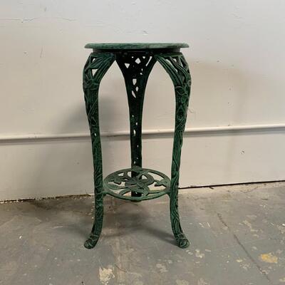 #14 Green Floral Cast Iron Side Table/Plant Stand