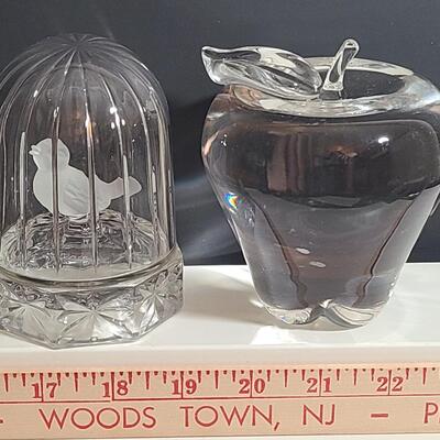 Lot 7575: Large Lenox Apple & Hofbauer Bird Cage Paperweights