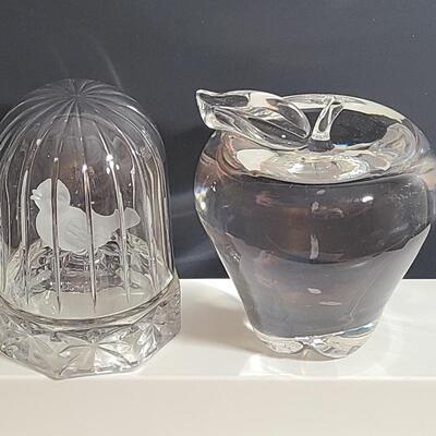 Lot 7575: Large Lenox Apple & Hofbauer Bird Cage Paperweights