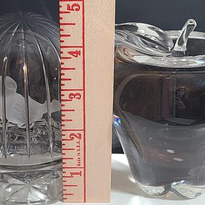 Lot 7575: Large Lenox Apple & Hofbauer Bird Cage Paperweights