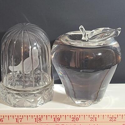 Lot 7575: Large Lenox Apple & Hofbauer Bird Cage Paperweights