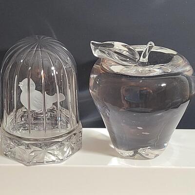 Lot 7575: Large Lenox Apple & Hofbauer Bird Cage Paperweights