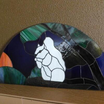 Large Stained Glass Art White Squirrel 31