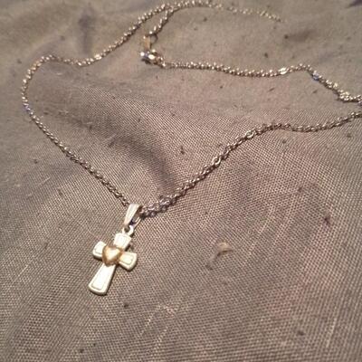 Stamped 18k Necklace and Cross