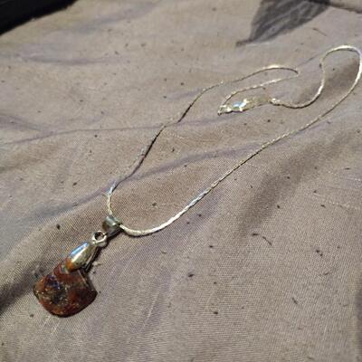 Free form Pigeon Blood Ruby on Silver 18" Chain