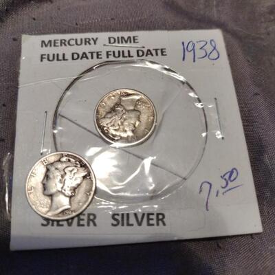 2 full date Mercury Dimes