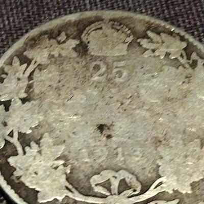 Canadian 1913 Silver Quarter