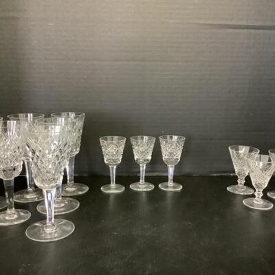 C253 Set of Waterford Crystal Goblets, Cordials, Shot Glasses