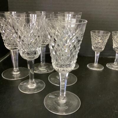 C253 Set of Waterford Crystal Goblets, Cordials, Shot Glasses