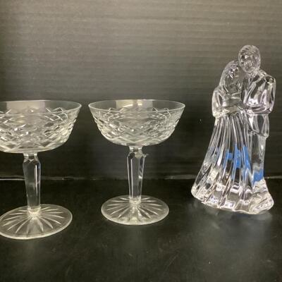 C254 Waterford Crystal Bride & Groom with 2 Alana Champagne Glasses