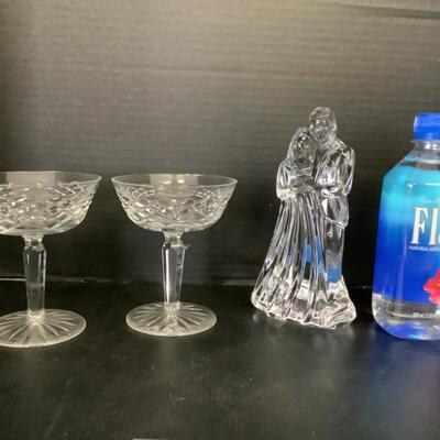C254 Waterford Crystal Bride & Groom with 2 Alana Champagne Glasses