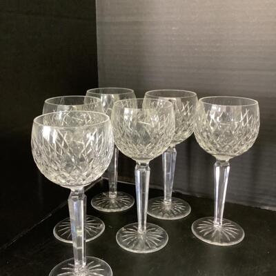 C256 Set of 6 Waterford Crystal Slane Hock Wine Goblets