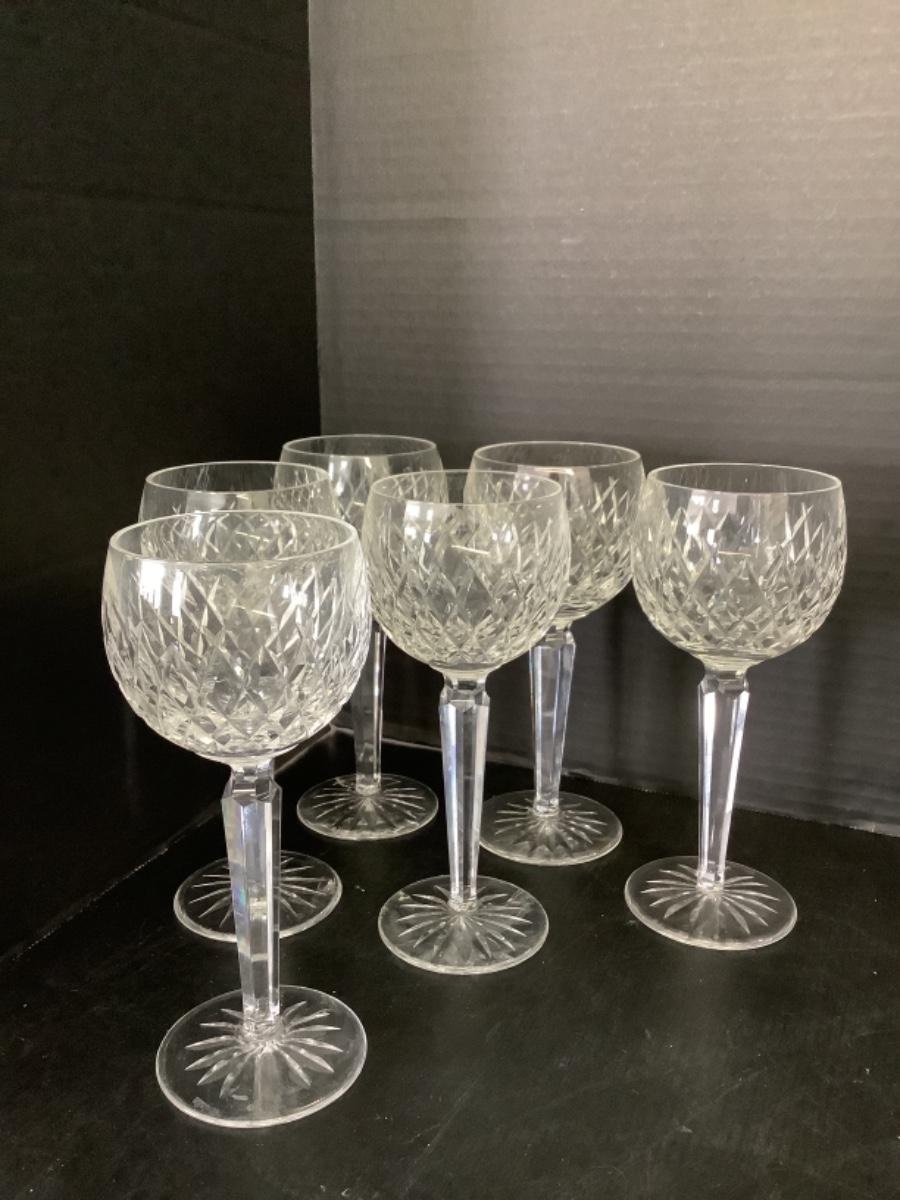C256 Set of 6 Waterford Crystal Slane Hock Wine Goblets