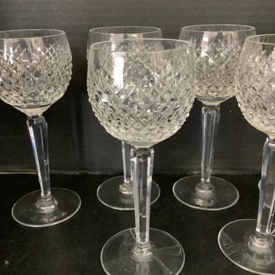 C257 Set of 6 Waterford Crystal Alana Hock Wine Goblets