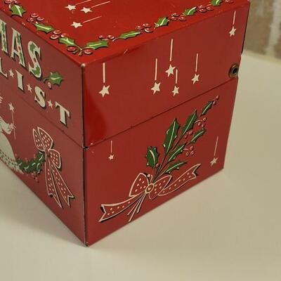 Lot 17: Vintage Beaucraft Metal Christmas List Box and Vintage Felt Christmas Stocking