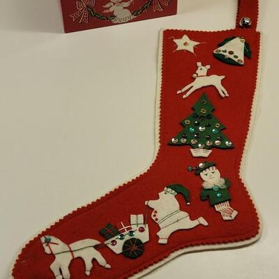 Lot 17: Vintage Beaucraft Metal Christmas List Box and Vintage Felt Christmas Stocking