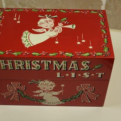 Lot 17: Vintage Beaucraft Metal Christmas List Box and Vintage Felt Christmas Stocking