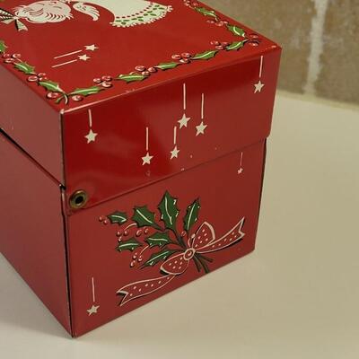 Lot 17: Vintage Beaucraft Metal Christmas List Box and Vintage Felt Christmas Stocking