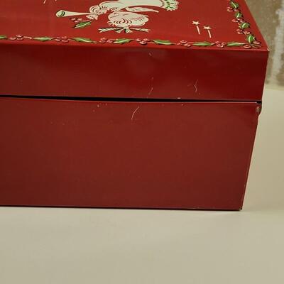 Lot 17: Vintage Beaucraft Metal Christmas List Box and Vintage Felt Christmas Stocking