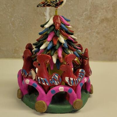 Lot 21:  Vintage Mexican Folk Art Ceramic Tabletop Christmas Tree