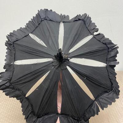 Antique Black Victorian Gothic Steampunk Style Tilting Folding Parasol Umbrella
