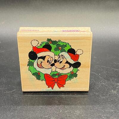 Disney Mickey & Minnie Mouse Christmas Holiday Wreath Rubber Stamp 2