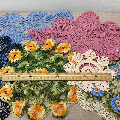 Colorful Lot of 6 Various Doilies