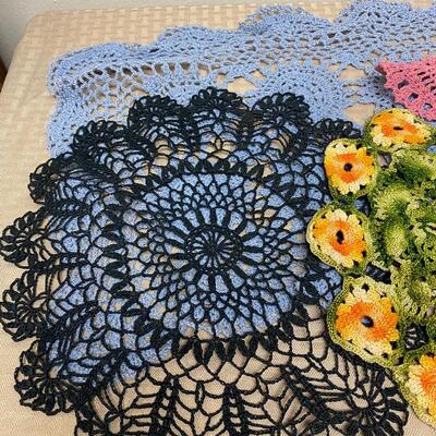 Colorful Lot of 6 Various Doilies