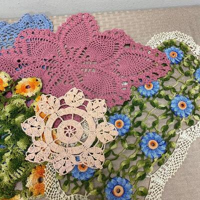 Colorful Lot of 6 Various Doilies