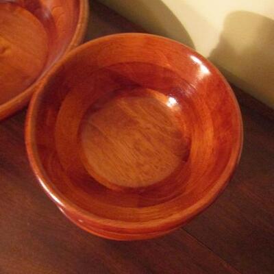 Set of Wooden Bowls- 1 Large Serving (Approx 14), 6 Smaller (Approx 7